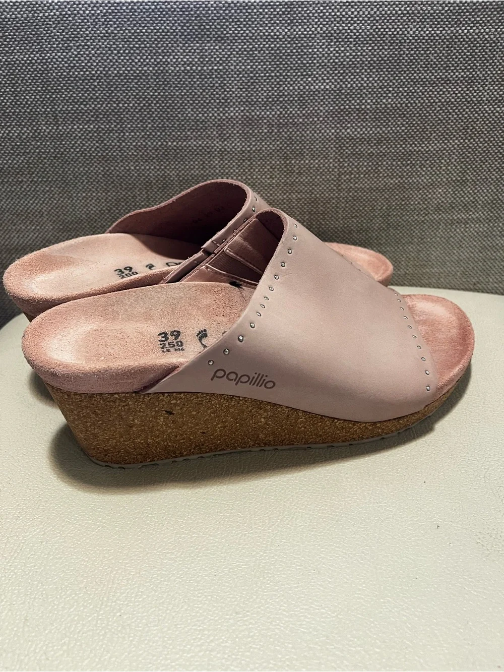 Papillio By Birkenstock Namica Pink  Cork Wedge Slide Sandals Women’s Size 39